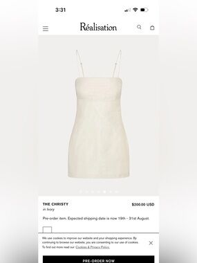 Realisation Par The Christy Ivory Slip Dress Size Large!